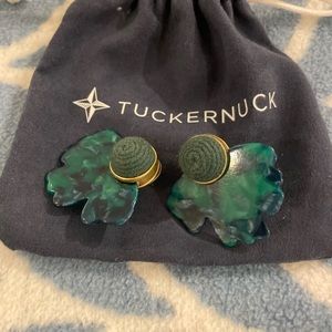 Tuckernuck green enamel and rope statement earrings